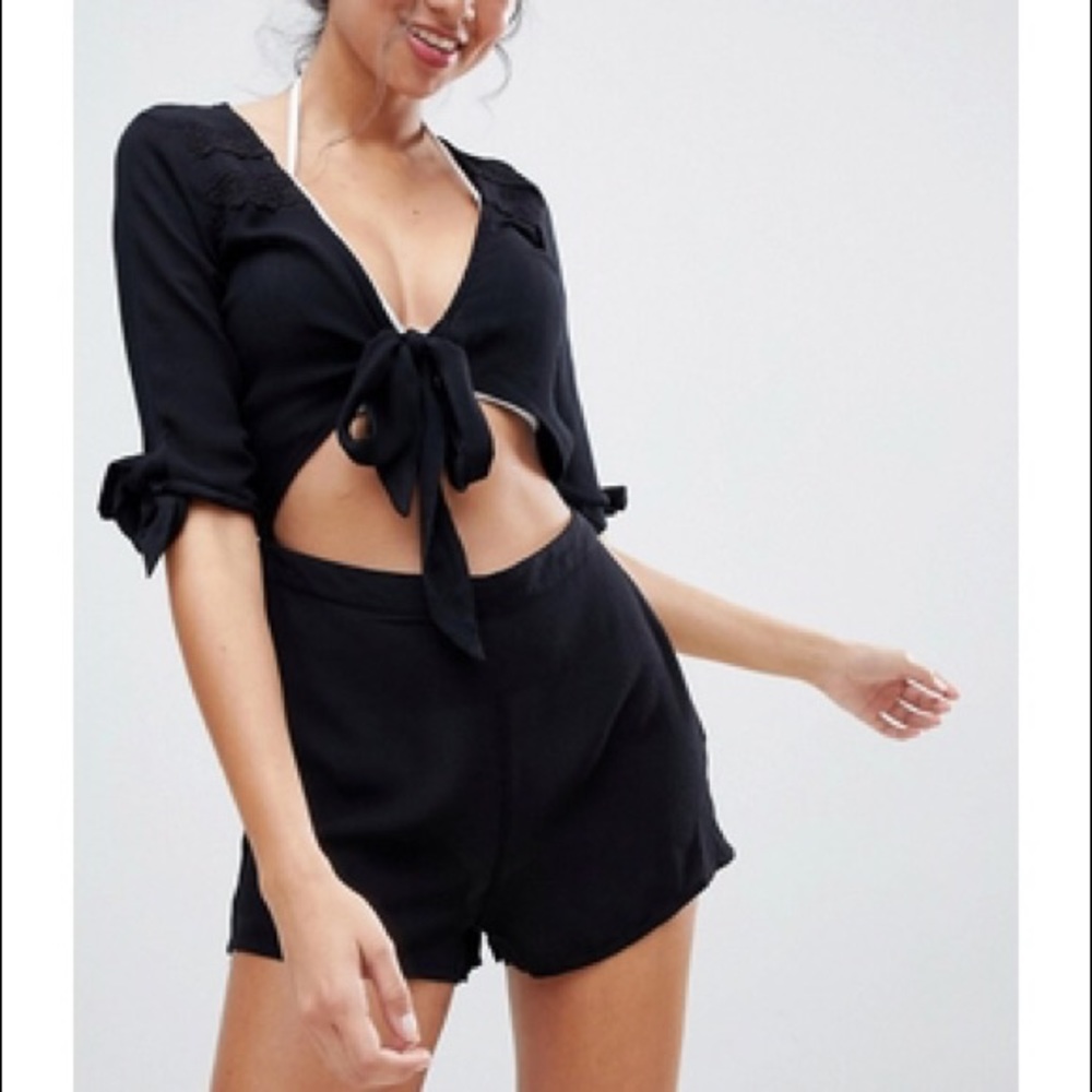 New Look Tie Front Beach Romper